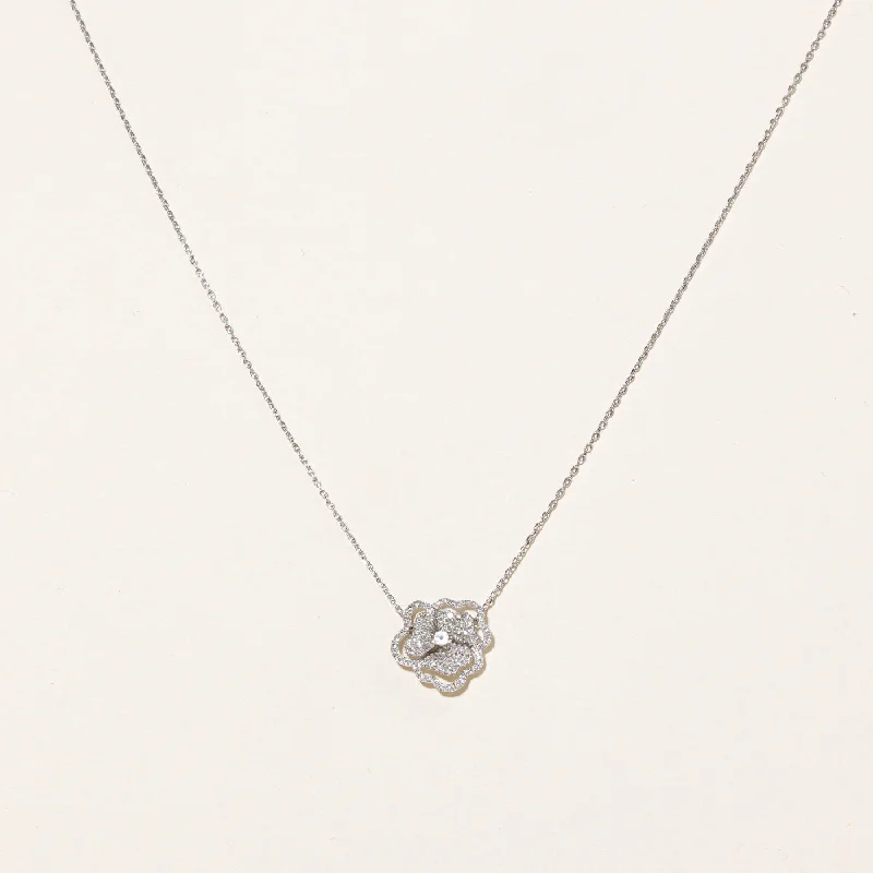 Diamond & Topaz Flower Pendant Necklace | 0.32ctw, 0.05ctw | 16" |