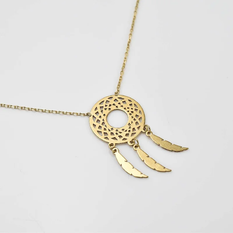 Dreamcatcher 9K Gold Necklace