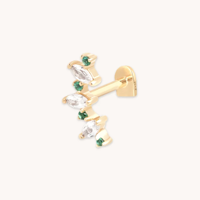 Once-A-Year Jewelry Deals – Shop Before They’Re Gone Emerald Marquise Curved Piercing Stud in Solid Gold