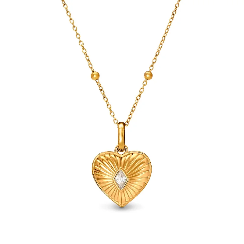 High-Quality Gemstone Jewelry For Special Occasions Entwine Heart Necklace (Gold)