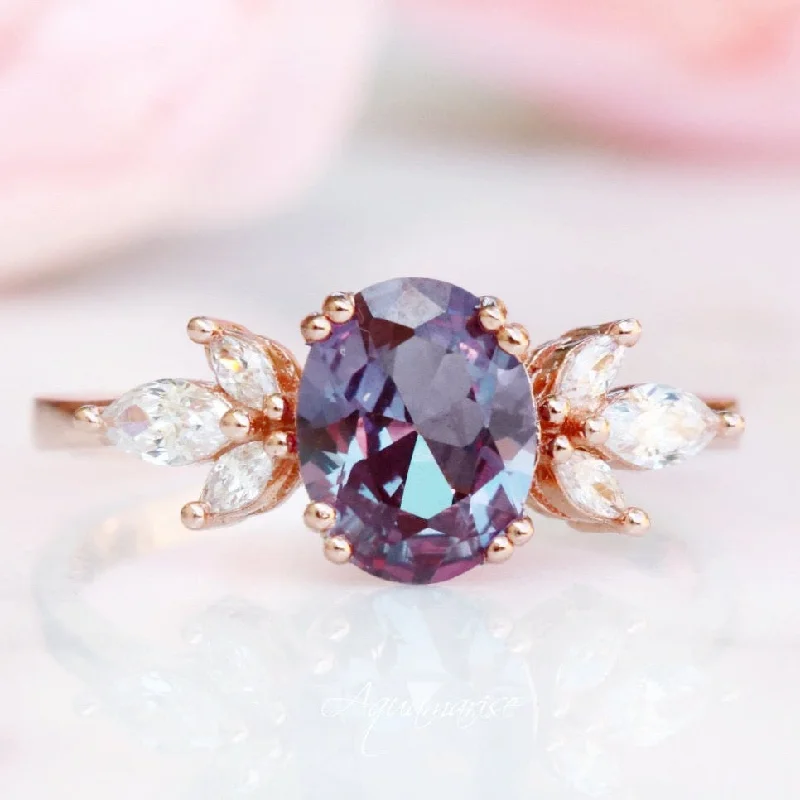 Big Discounts On Elegant Jewelry Collections Eva Alexandrite Ring- 14K Rose Gold Vermeil Big Discounts On Elegant Jewelry Collections Eva Alexandrite Ring- 14K Rose Gold Vermeil
