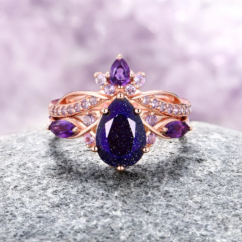 Huge Markdowns On Premium Jewelry Styles Feyre Starry Night & Amethyst Ring Set- 14K Rose Gold Vermeil Huge Markdowns On Premium Jewelry Styles Feyre Starry Night & Amethyst Ring Set- 14K Rose Gold Vermeil