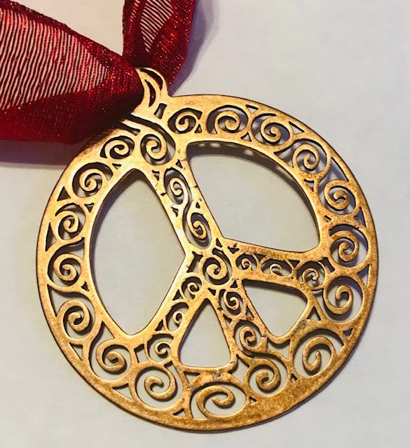 Make Every Moment Shine – Jewelry Discounts Available Filigree Peace Bronze Peace Symbol Ornament with Ribbon Make Every Moment Shine – Jewelry Discounts Available Filigree Peace Bronze Peace Symbol Ornament with Ribbon