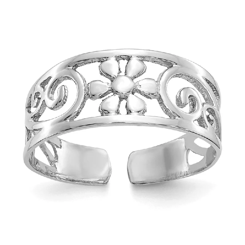 Stunning Statement Jewelry, Unbeatable Discounts Floral Toe Ring in 14 Karat White Gold Stunning Statement Jewelry, Unbeatable Discounts Floral Toe Ring in 14 Karat White Gold