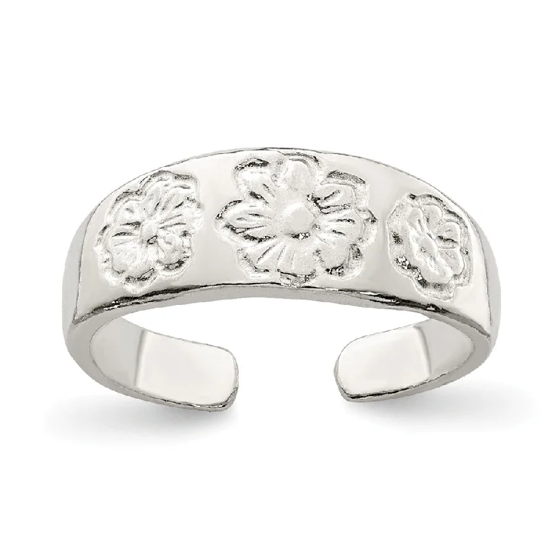 Dainty Floral Jewelry For Feminine Elegance Floral Toe Ring in Sterling Silver