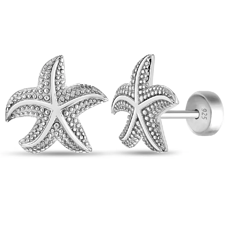 Discounted Jewelry For A Glamorous Look Florida Starfish Kids / Children's / Girls Earrings Safety Push Back - Sterling Silver Discounted Jewelry For A Glamorous Look Florida Starfish Kids / Children's / Girls Earrings Safety Push Back - Sterling Silver