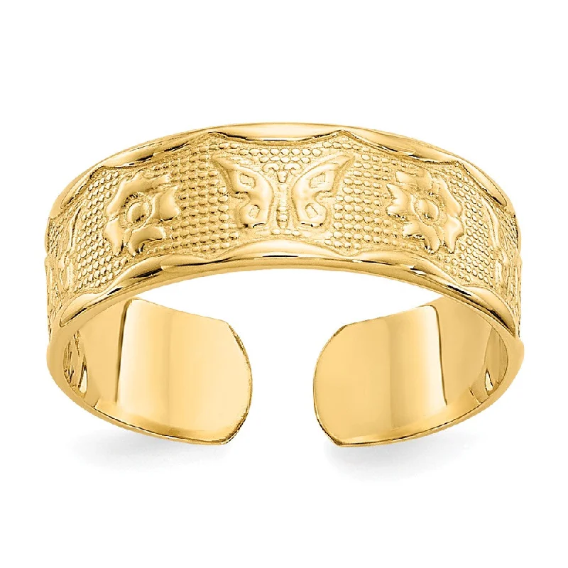 Elevate Your Jewelry Collection With Limited-Time Savings Flower And Butterfly Toe Ring in 14K Yellow Gold Elevate Your Jewelry Collection With Limited-Time Savings Flower And Butterfly Toe Ring in 14K Yellow Gold