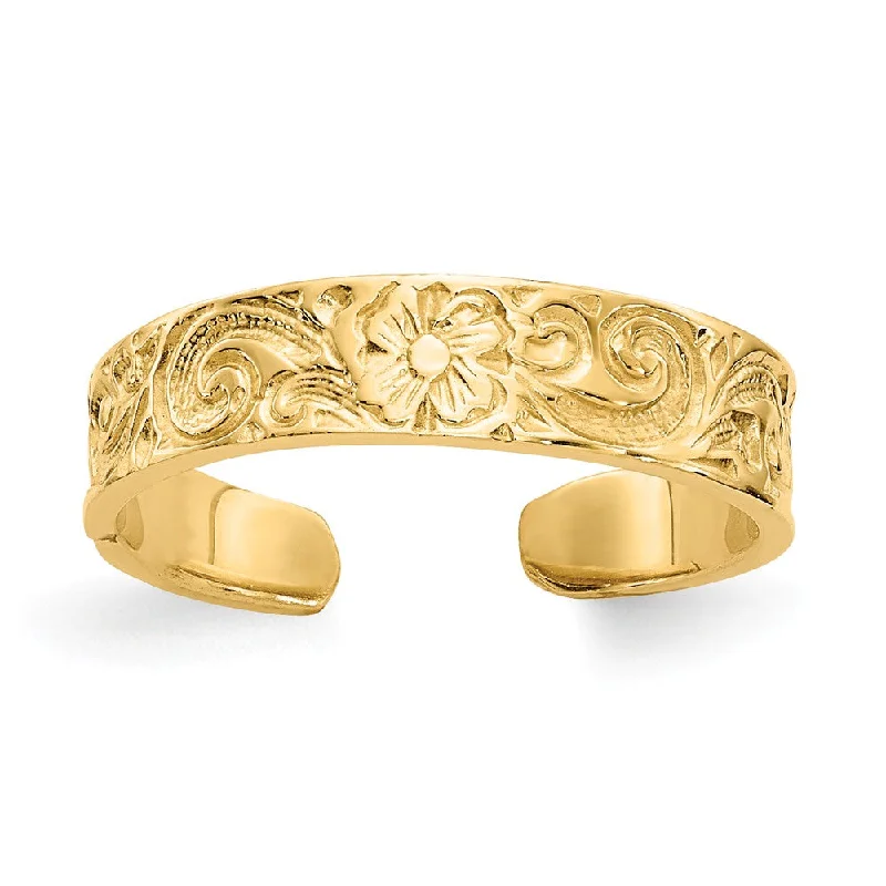 Flash Sale On Stunning Jewelry – Don't Miss Out Flower/Scroll Toe Ring in 14K Yellow Gold Flash Sale On Stunning Jewelry – Don't Miss Out Flower/Scroll Toe Ring in 14K Yellow Gold