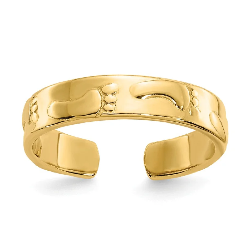 Trending Jewelry Now Available At Exclusive Prices Footprints 3mm Toe Ring in 14 Karat Gold Trending Jewelry Now Available At Exclusive Prices Footprints 3mm Toe Ring in 14 Karat Gold