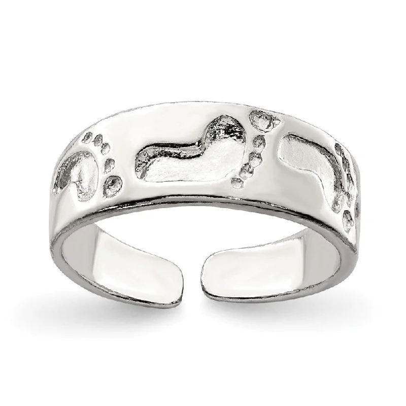 Timeless Jewelry, Timeless Savings – Don't Wait Footprints Toe Ring in Sterling Silver Timeless Jewelry, Timeless Savings – Don't Wait Footprints Toe Ring in Sterling Silver