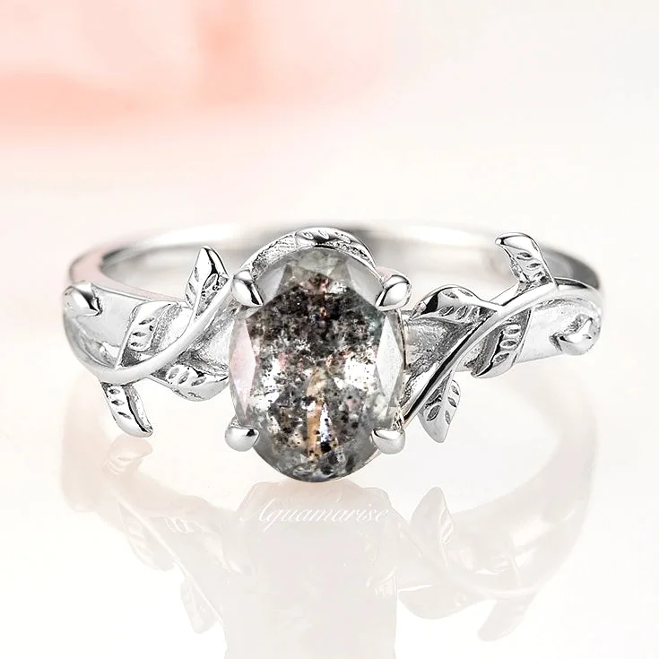 Shop Signature Jewelry Styles At Exclusive Prices Galaxy Raw Salt & Pepper Diamond (Herkimer Diamond) Leaf Ring- 925 Sterling Silver Shop Signature Jewelry Styles At Exclusive Prices Galaxy Raw Salt & Pepper Diamond (Herkimer Diamond) Leaf Ring- 925 Sterling Silver
