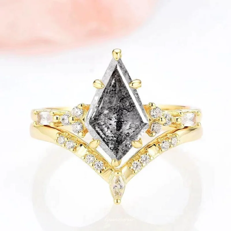 Shop Fine Jewelry With Exclusive Savings Skye Kite™ Galaxy Raw Salt & Pepper (Herkimer) Diamond Ring Set- 14K Yellow Gold Vermeil Shop Fine Jewelry With Exclusive Savings Skye Kite™ Galaxy Raw Salt & Pepper (Herkimer) Diamond Ring Set- 14K Yellow Gold Vermeil