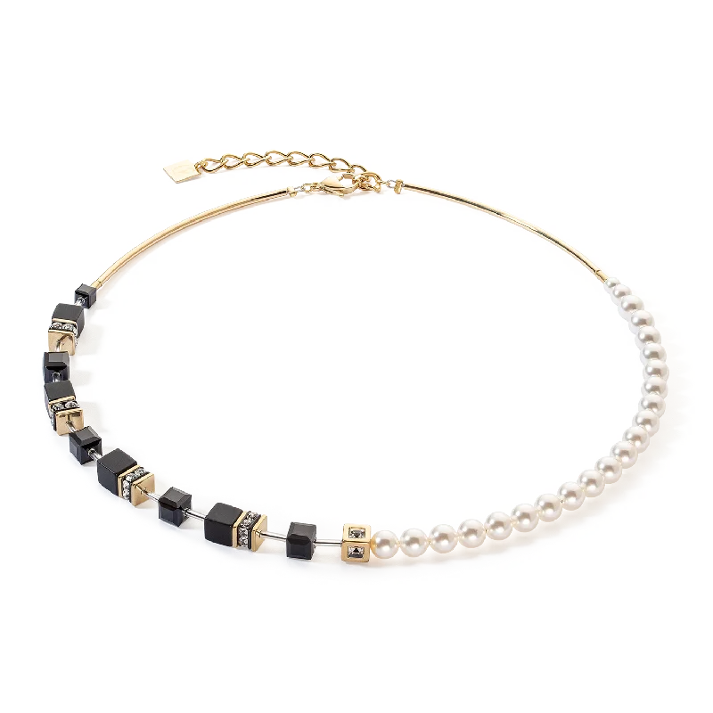 GeoCUBE® Precious Fusion Pearls necklace black-gold