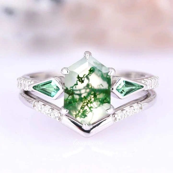 Modern Jewelry At Exclusive Discounts – Shop Today Celtic Green Moss Agate & Emerald Ring Set- Sterling Silver Modern Jewelry At Exclusive Discounts – Shop Today Celtic Green Moss Agate & Emerald Ring Set- Sterling Silver