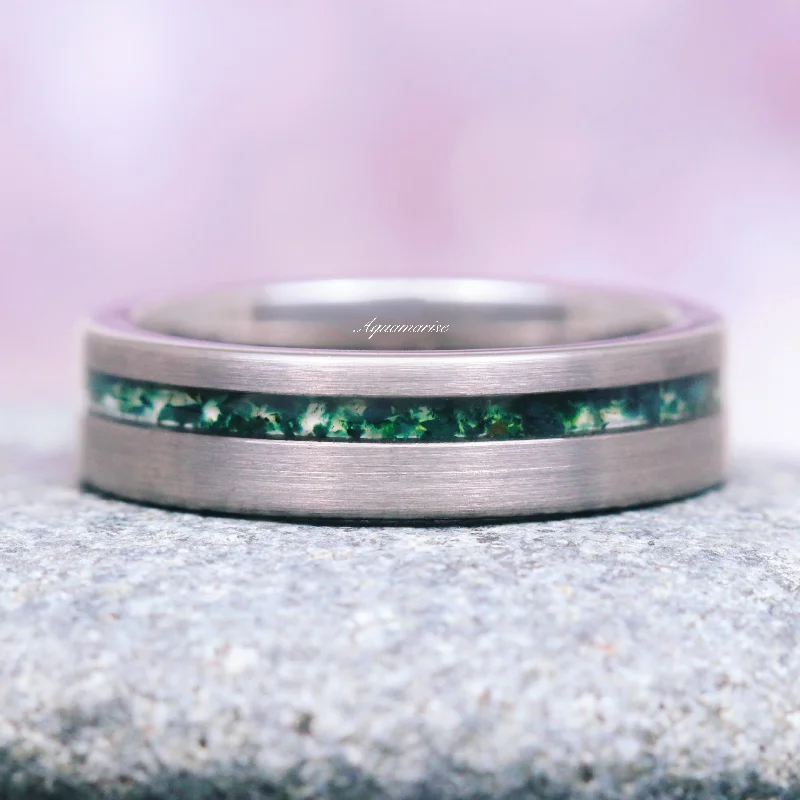 Premium Jewelry Now Available At Special Discounts Green Moss Agate Wedding Band- 6MM Tungsten Premium Jewelry Now Available At Special Discounts Green Moss Agate Wedding Band- 6MM Tungsten