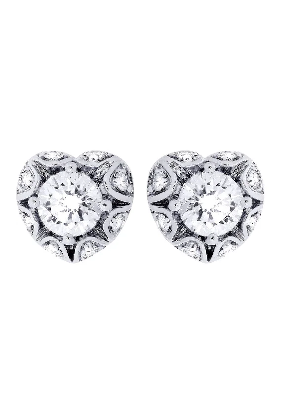 Exclusive Jewelry Bundles At Discounted Rates Heart Diamond Stud Earrings For Men | 14K White Gold | 1.18 Carats