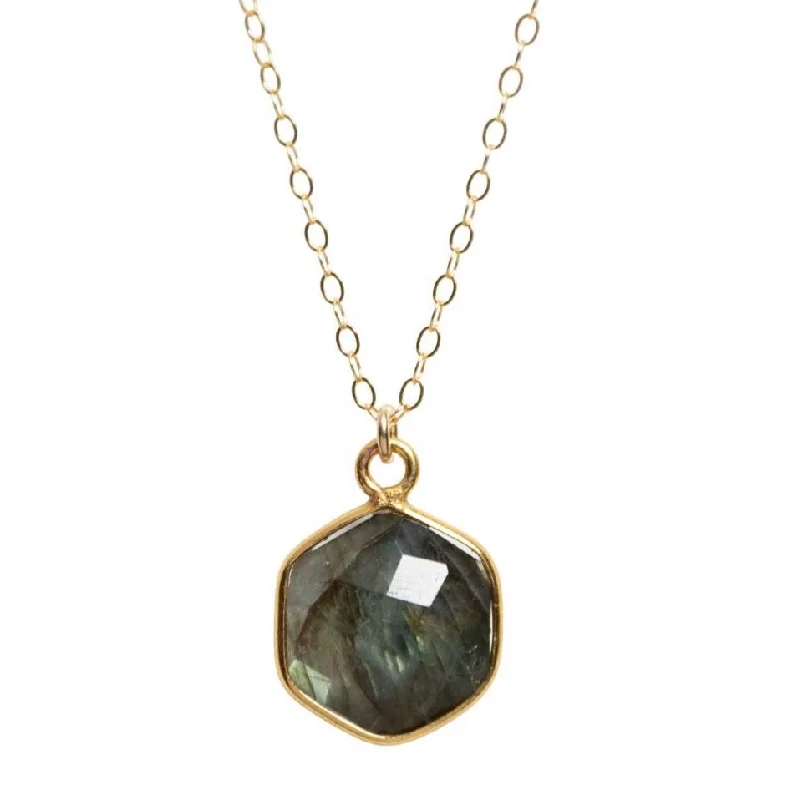 Hexagon Necklace in Labradorite