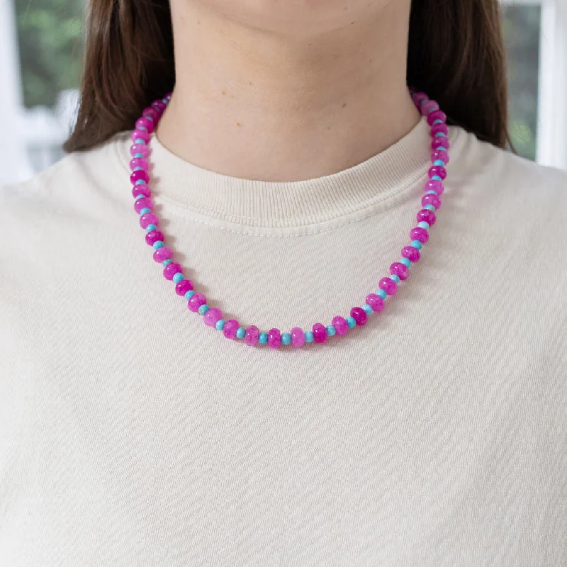 Hot Pink and Turquoise Stone Necklace