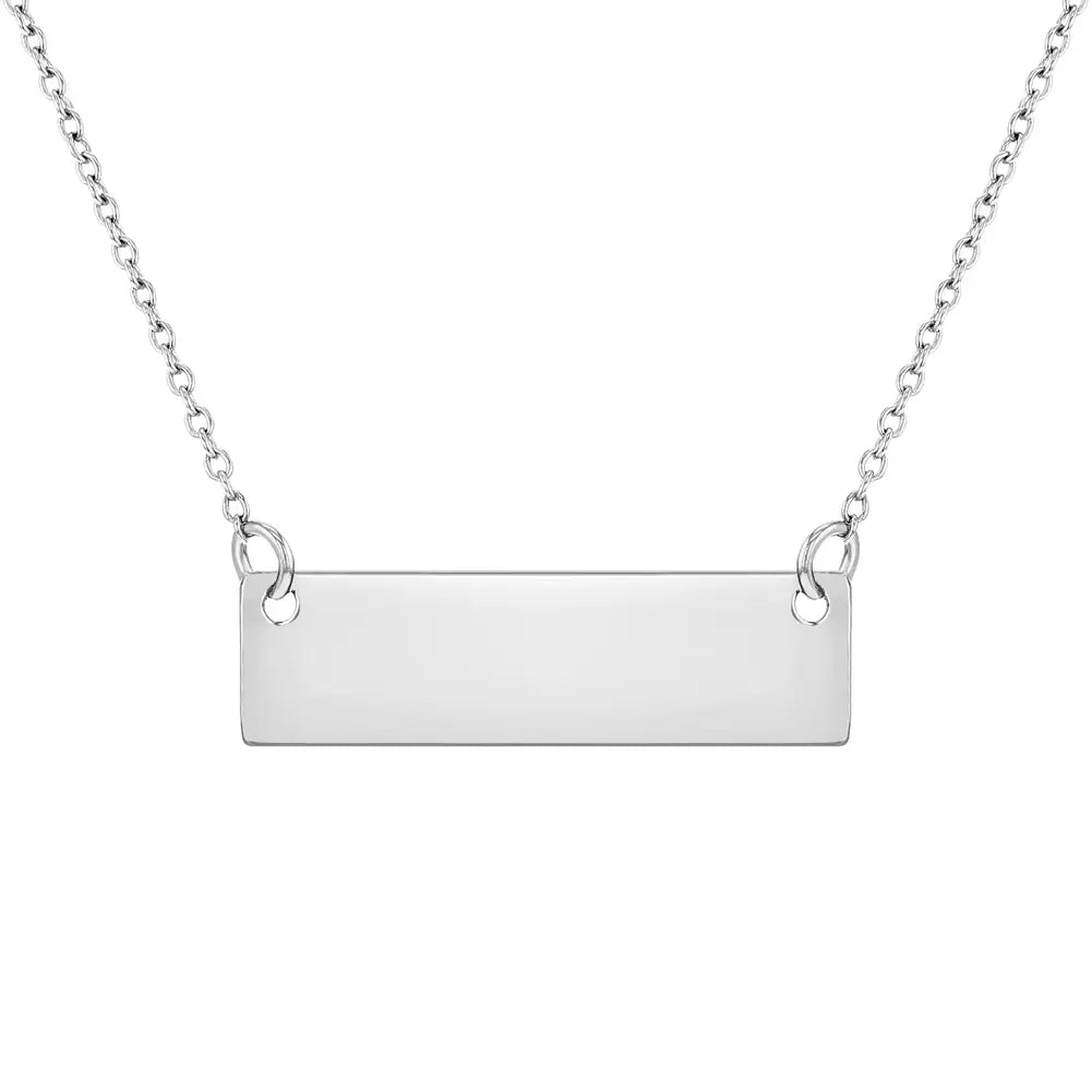 Children's Sterling Silver Polished Name Plate Pendant Necklace