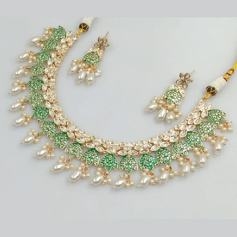 Elegant Jewelry Pieces At Unbelievable Prices JCM Gold Plated Crystal Stone And Pearls Meenakari Necklace Set Elegant Jewelry Pieces At Unbelievable Prices JCM Gold Plated Crystal Stone And Pearls Meenakari Necklace Set