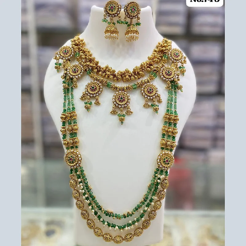 Dazzle In Elegance With Our Biggest Jewelry Sale JCM Gold Plated Pota Stone And Pearls Double Necklace Set Dazzle In Elegance With Our Biggest Jewelry Sale JCM Gold Plated Pota Stone And Pearls Double Necklace Set