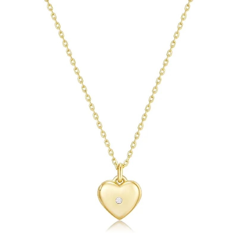 Mini Heart Locket Necklace With Cz