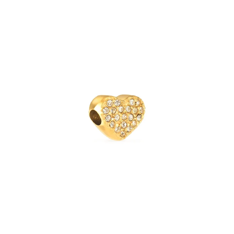 Affordable Gold-Plated Jewelry For Modern Fashion Moon and Back Pavé Heart Necklace Charm (Gold)