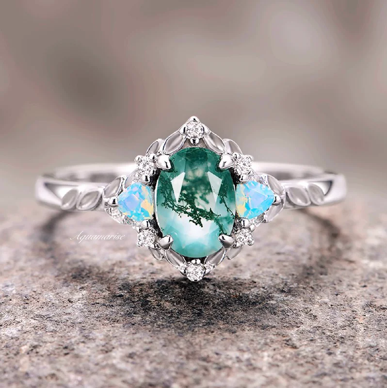 Personalized Jewelry Sale – Unique Pieces At Great Prices Moss Agate & Opalescent Sapphire Leaf Ring- Sterling Silver Personalized Jewelry Sale – Unique Pieces At Great Prices Moss Agate & Opalescent Sapphire Leaf Ring- Sterling Silver
