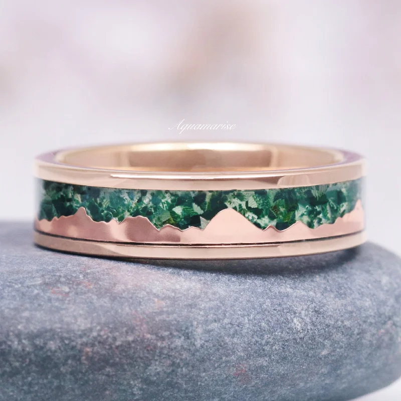 Holiday Jewelry Sale – Perfect Gifts At The Best Prices Mountain Range Moss Agate Wedding Band- 6MM Rose Gold Tungsten Holiday Jewelry Sale – Perfect Gifts At The Best Prices Mountain Range Moss Agate Wedding Band- 6MM Rose Gold Tungsten