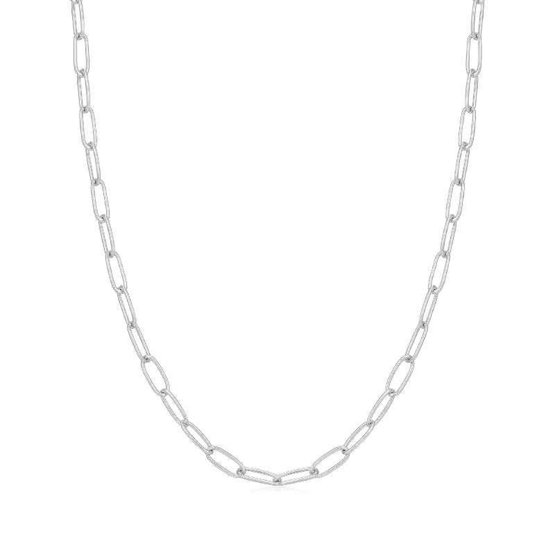 Silver Link Charm Chain Necklace