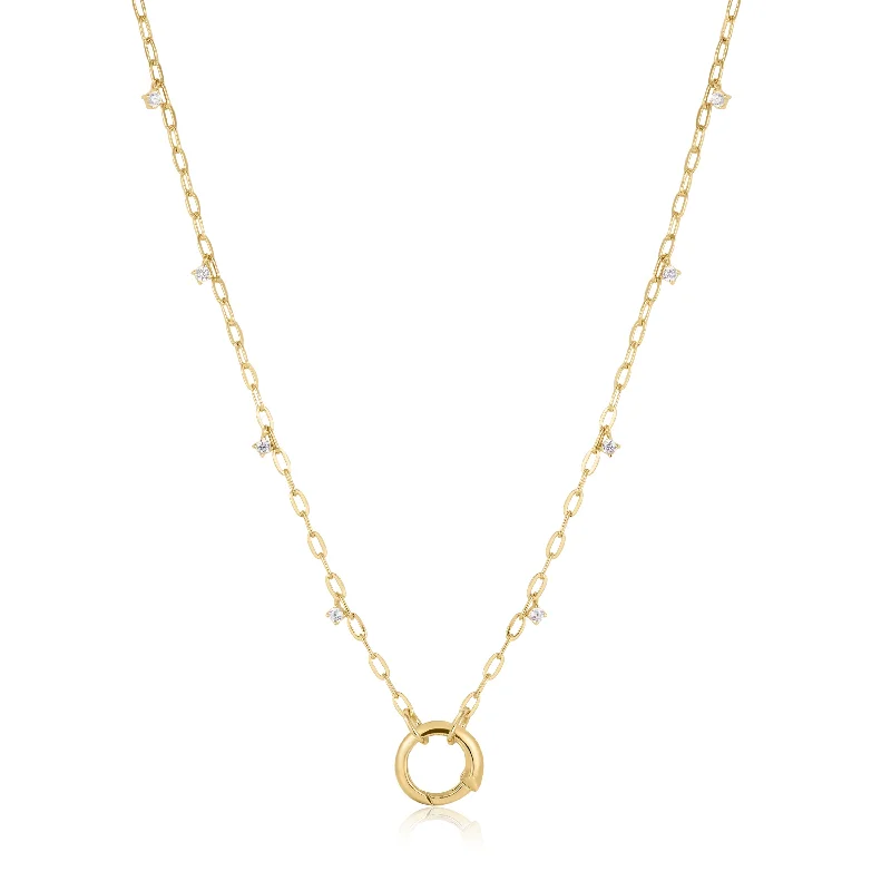 Gold Shimmer Chain Charm Connector Necklace