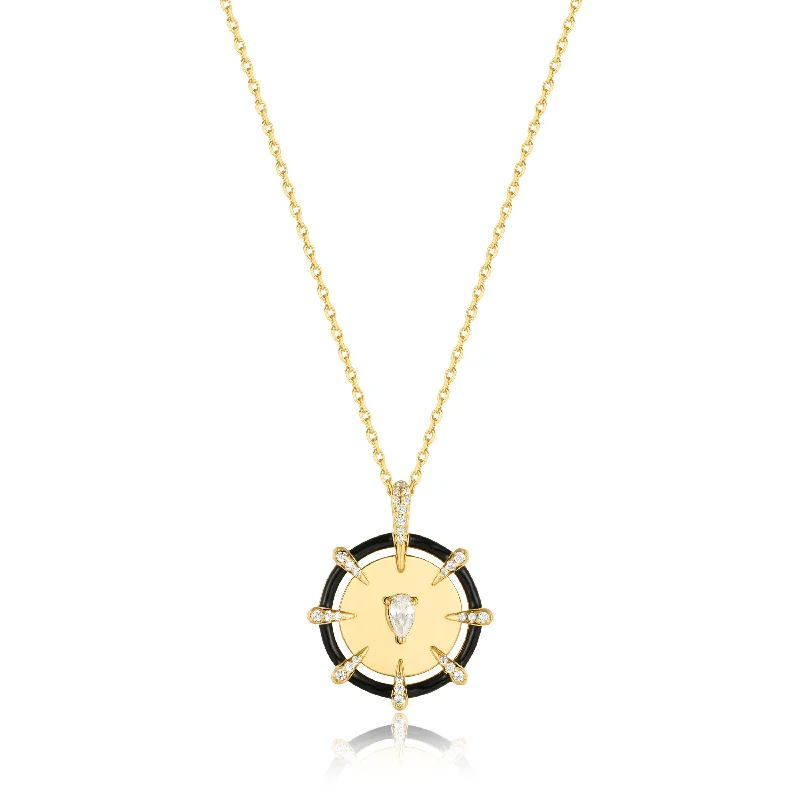 Gold Sparkle Point Medallion Necklace