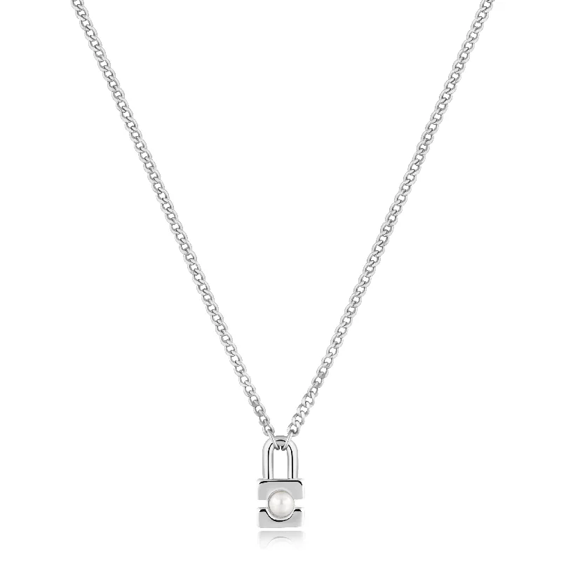Waterproof Stainless Steel Jewelry For Lasting Beauty Silver Pearl Padlock Necklace