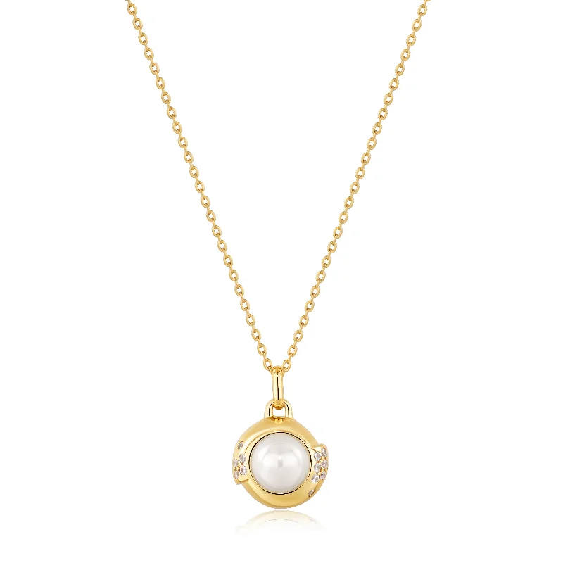 Premium Diamond Jewelry For Unforgettable Moments Gold Pearl Sphere Pendant Necklace