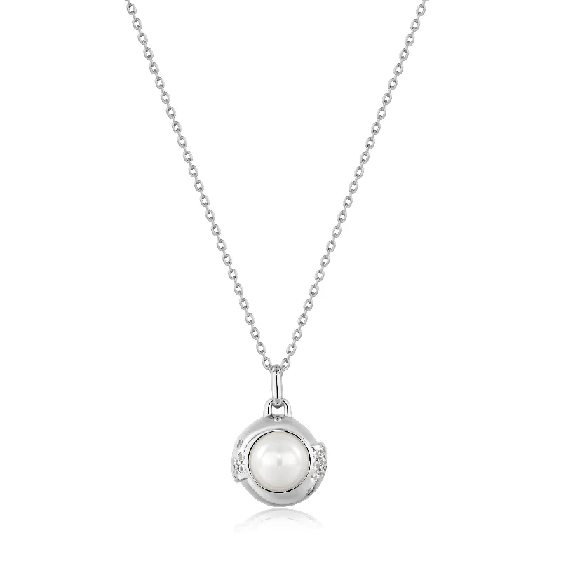 Silver Pearl Sphere Pendant Necklace