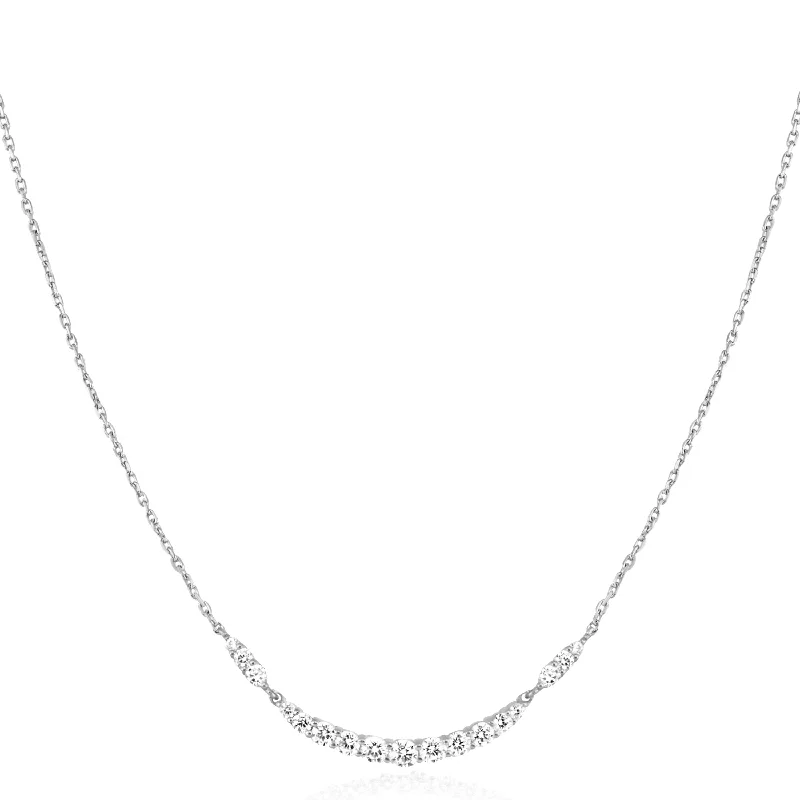 Special Offers On Handcrafted And Designer Jewelry Silver Arc Pavé Necklace