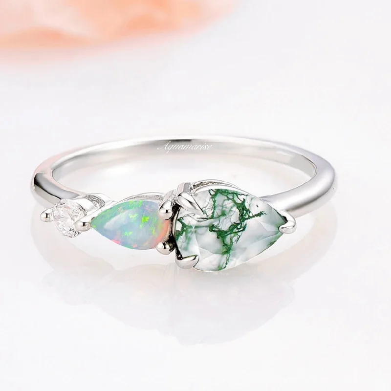 Sparkle More For Less – Jewelry Sale Happening Now Natural Green Moss Agate & Fire Opal Ring- Sterling Silver Sparkle More For Less – Jewelry Sale Happening Now Natural Green Moss Agate & Fire Opal Ring- Sterling Silver