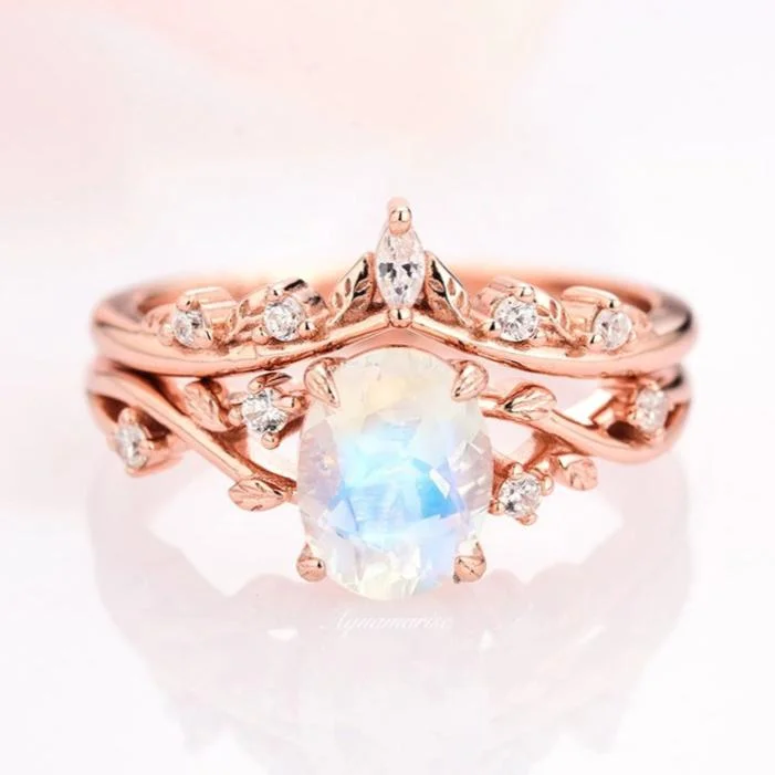 Unmissable Discounts On Timeless Jewelry Pieces Natural Moonstone Fairy Engagement Ring Set- 14K Rose Gold Vermeil Unmissable Discounts On Timeless Jewelry Pieces Natural Moonstone Fairy Engagement Ring Set- 14K Rose Gold Vermeil