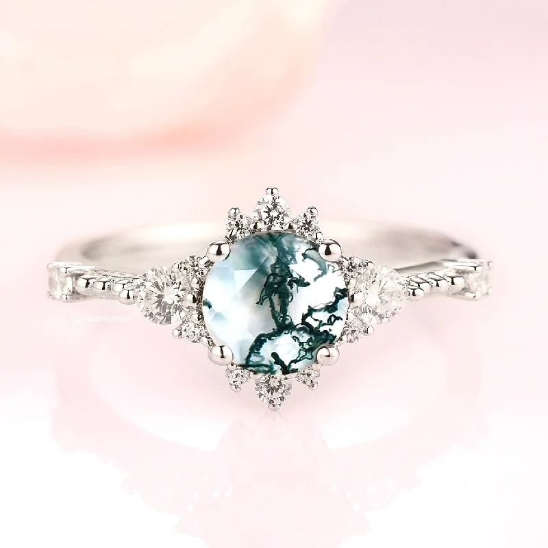 Shop Dazzling Jewelry At The Best Prices Natural Moss Agate Ring- Sterling Silver