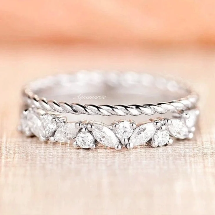 Shop Handcrafted Jewelry At Special Promotional Rates Willow White Sapphire Ring Set- Sterling Silver Ring Shop Handcrafted Jewelry At Special Promotional Rates Willow White Sapphire Ring Set- Sterling Silver Ring