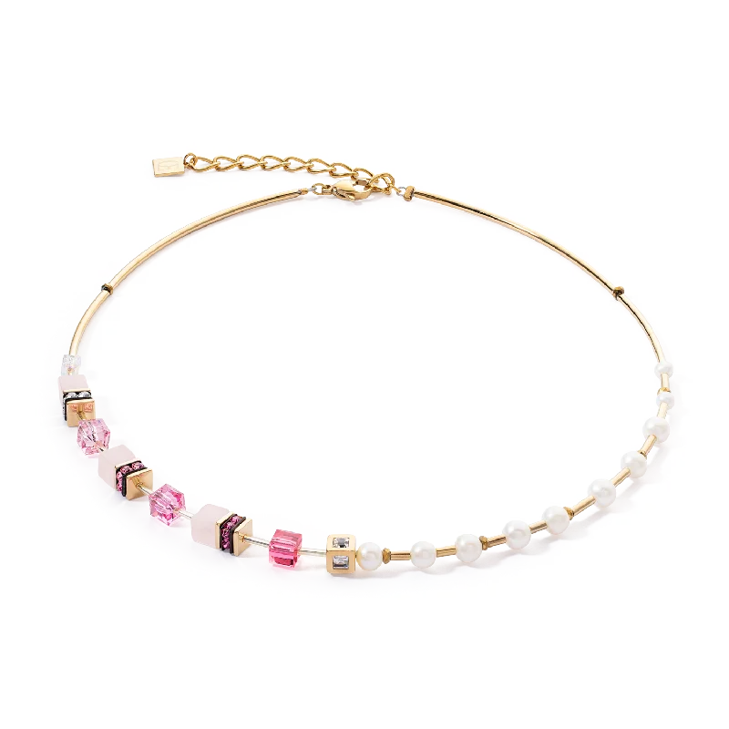 Grab Your Favorite Jewelry At The Lowest Prices Necklace GeoCUBE® Fusion Precious Pearl Mix gold-pink Grab Your Favorite Jewelry At The Lowest Prices Necklace GeoCUBE® Fusion Precious Pearl Mix gold-pink