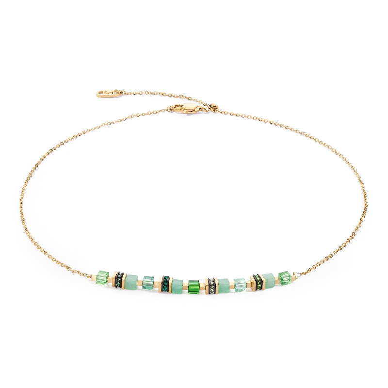Chic And Stylish Jewelry At Exclusive Prices Necklace Mini Cubes & Chain gold-green Chic And Stylish Jewelry At Exclusive Prices Necklace Mini Cubes & Chain gold-green