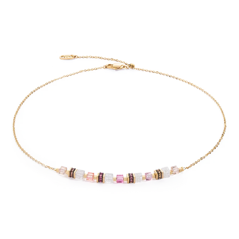 Exclusive Gemstone Jewelry At Special Prices Necklace Mini Cubes & Chain gold-pink Exclusive Gemstone Jewelry At Special Prices Necklace Mini Cubes & Chain gold-pink