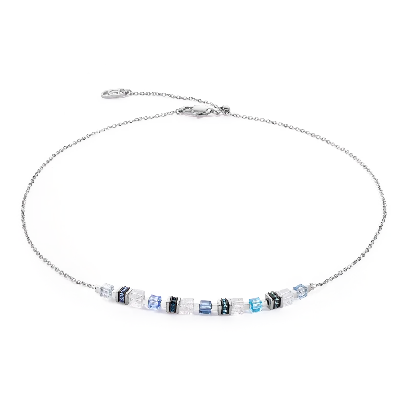Exclusive Jewelry Sale – Shine For Less Necklace Mini Cubes & Chain silver-blue