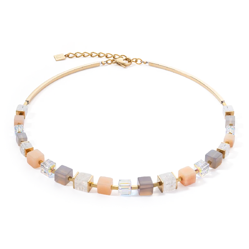 Limited-Stock Jewelry Sale – Once It's Gone, It's Gone Necklace Precious Statement Cubes grey-peach Limited-Stock Jewelry Sale – Once It's Gone, It's Gone Necklace Precious Statement Cubes grey-peach