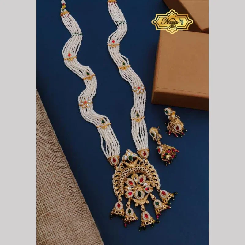 Premium Jewelry, Premium Discounts – Act Fast Neetu Art Gold Plated Pota Stone And Pearl Long Necklace Set Premium Jewelry, Premium Discounts – Act Fast Neetu Art Gold Plated Pota Stone And Pearl Long Necklace Set