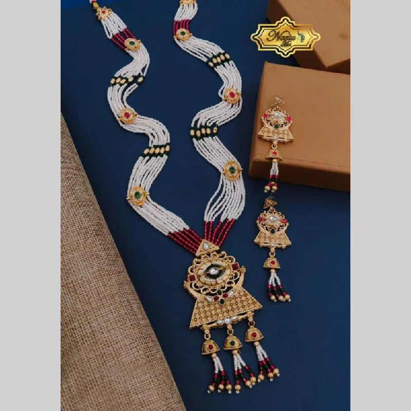 Timeless Jewelry Styles At Wallet-Friendly Prices Neetu Art Gold Plated Pota Stone And Pearl Long Necklace Set Timeless Jewelry Styles At Wallet-Friendly Prices Neetu Art Gold Plated Pota Stone And Pearl Long Necklace Set