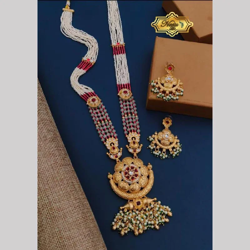 Celebrate Every Occasion With Sparkling Savings Neetu Art Gold Plated Pota Stone And Pearl Long Necklace Set Celebrate Every Occasion With Sparkling Savings Neetu Art Gold Plated Pota Stone And Pearl Long Necklace Set