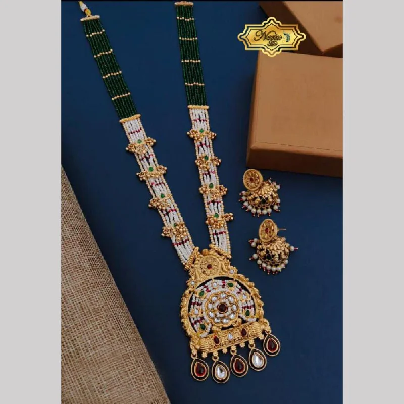 Final Call For Exquisite Jewelry At Reduced Rates Neetu Art Gold Plated Pota Stone And Pearl Long Necklace Set Final Call For Exquisite Jewelry At Reduced Rates Neetu Art Gold Plated Pota Stone And Pearl Long Necklace Set