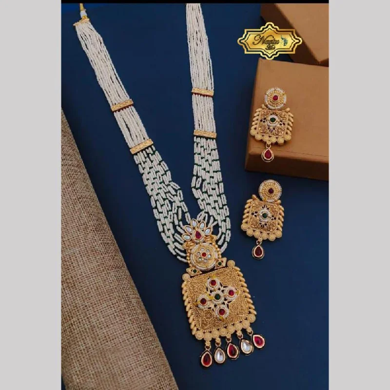 Shop High-Quality Jewelry At Jaw-Dropping Discounts Neetu Art Gold Plated Pota Stone And Pearl Long Necklace Set Shop High-Quality Jewelry At Jaw-Dropping Discounts Neetu Art Gold Plated Pota Stone And Pearl Long Necklace Set